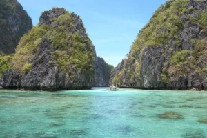 Bacuit Bay (Archipelago), El Nido, Palawan, Philippines. Part of minor tectonic Sunda Plate. Islands, islets, karst formations, limestone towers, remote lagoons, irregular coastlines, coral, crystal clear water, pure tropical bliss.