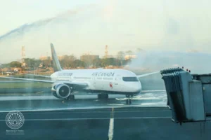 Air Canada flight AC017 from Vancouver touches down in Manila on Thursday (Apr. 3), marking the historic launch of the direct Manila-Vancouver route