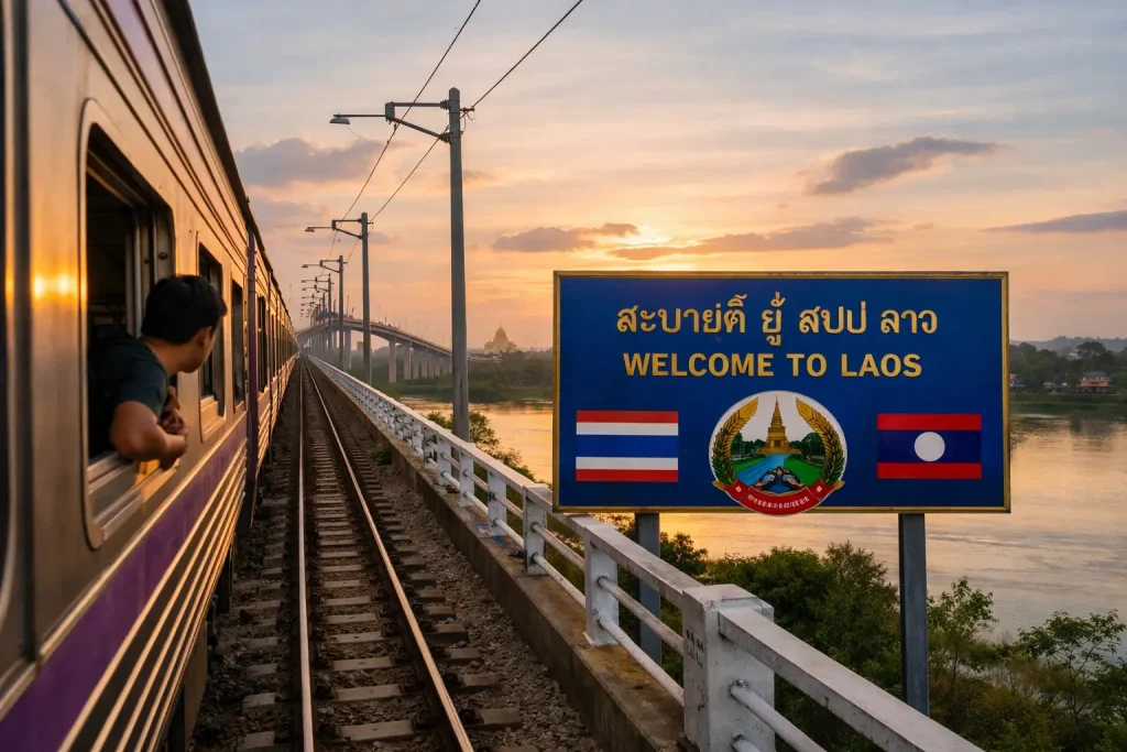 Crossing the Thailand–Laos border by train