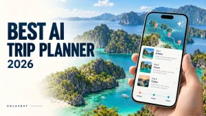 Best AI Trip Planner 2026 featured image with a smartphone itinerary and tropical Philippine islands.